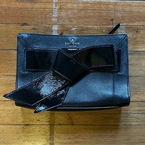 Kate Spade New York Black Leather Bow Valley Kai Clutch